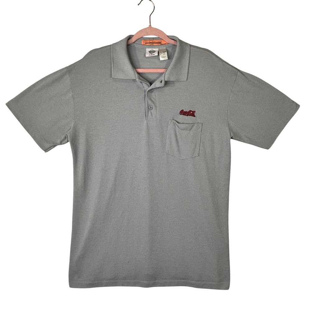 Coca-Cola Aramark Team Casual Mens Gray Polo Shirt Embroidered Pocket
